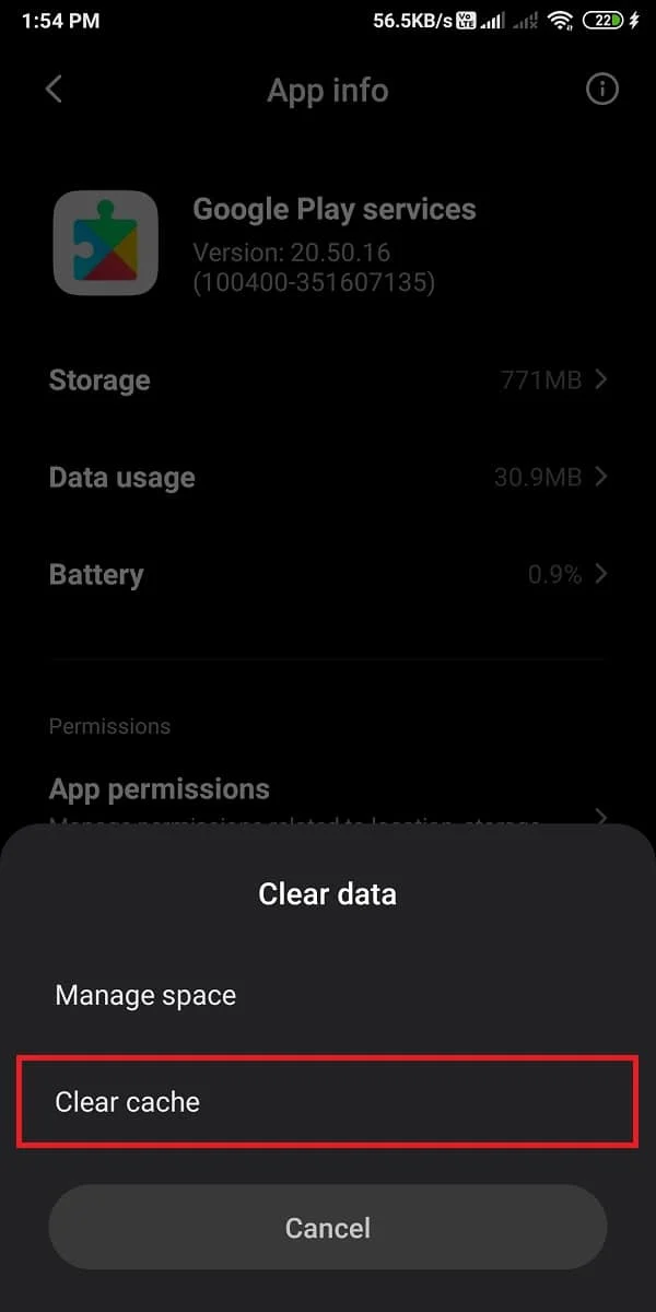 Une fenêtre apparaîtra, appuyez sur "Effacer le cache". | Réparer votre appareil n'est pas compatible avec cette erreur de version