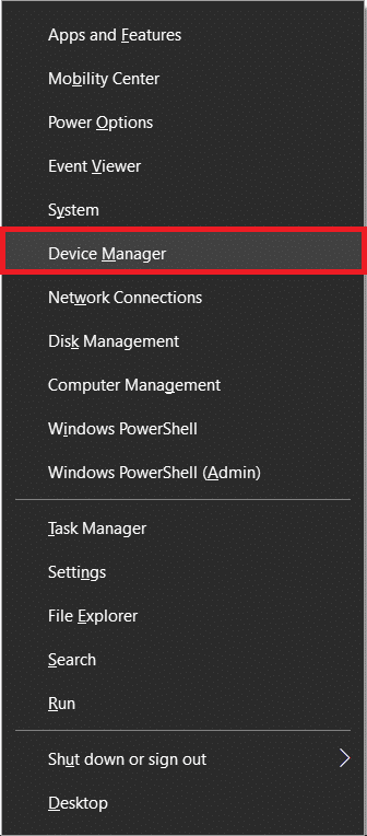 Apăsați „Tasta Windows + X” pentru a deschide meniul Power User și alegeți Device Manager
