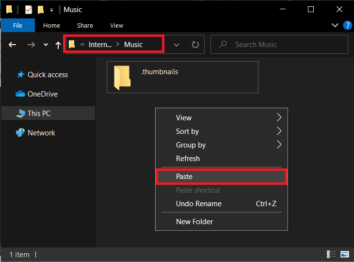 ouvrez le lecteur de stockage de votre téléphone et créez un nouveau dossier pour votre musique iTunes et collez-y tous les fichiers.