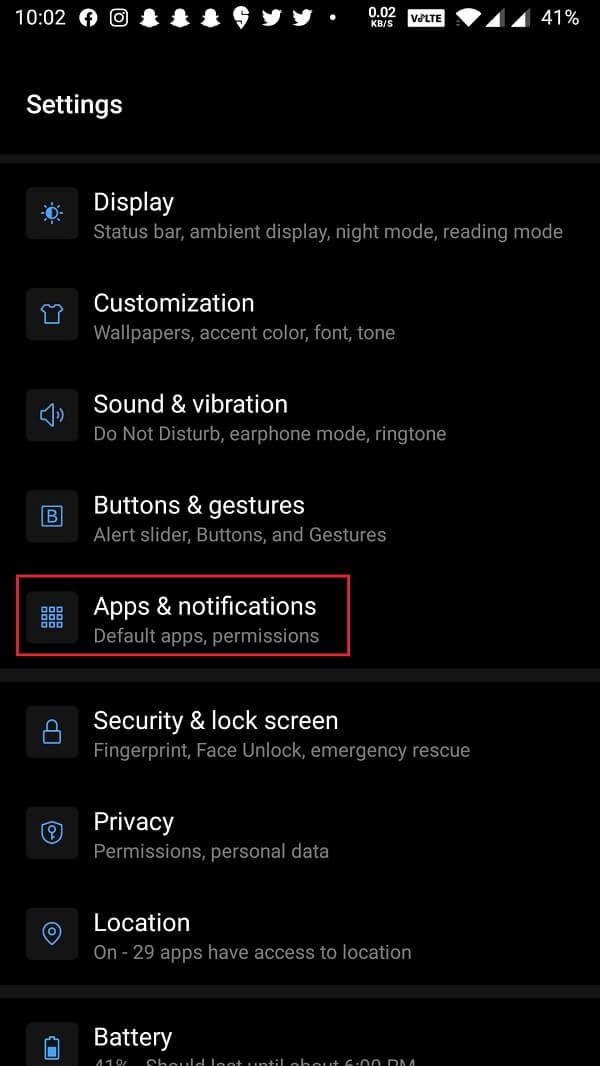 Applications et notifications