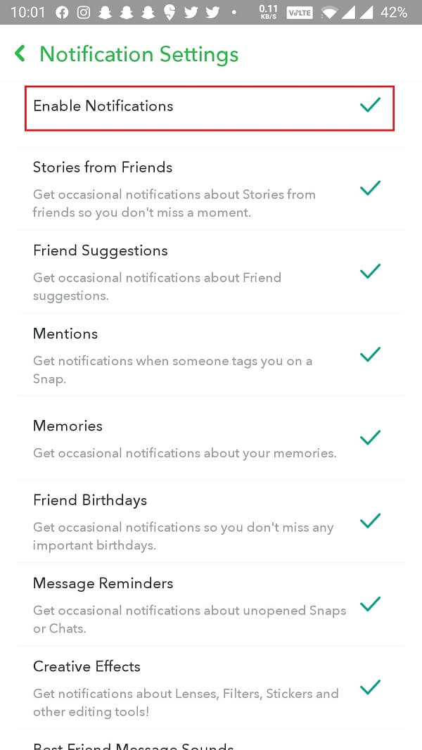 Activez-les tous pour recevoir toutes les notifications ou uniquement celles qui ne semblent pas fonctionner.