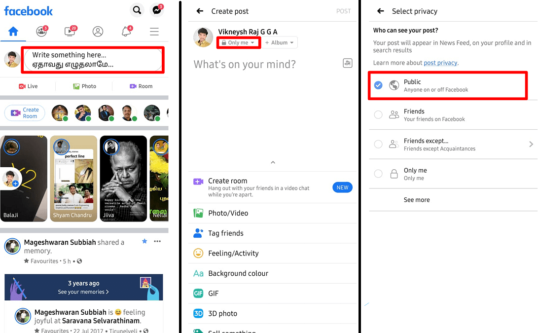 Verrebbe visualizzata la schermata Seleziona privacy. Scegli "Pubblico" come impostazione della privacy.
