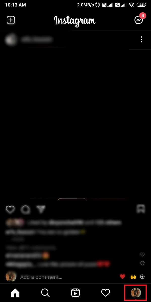 Appuyez sur l'icône de votre profil en bas à droite de l'écran. | Comment supprimer un numéro de téléphone d'Instagram ?
