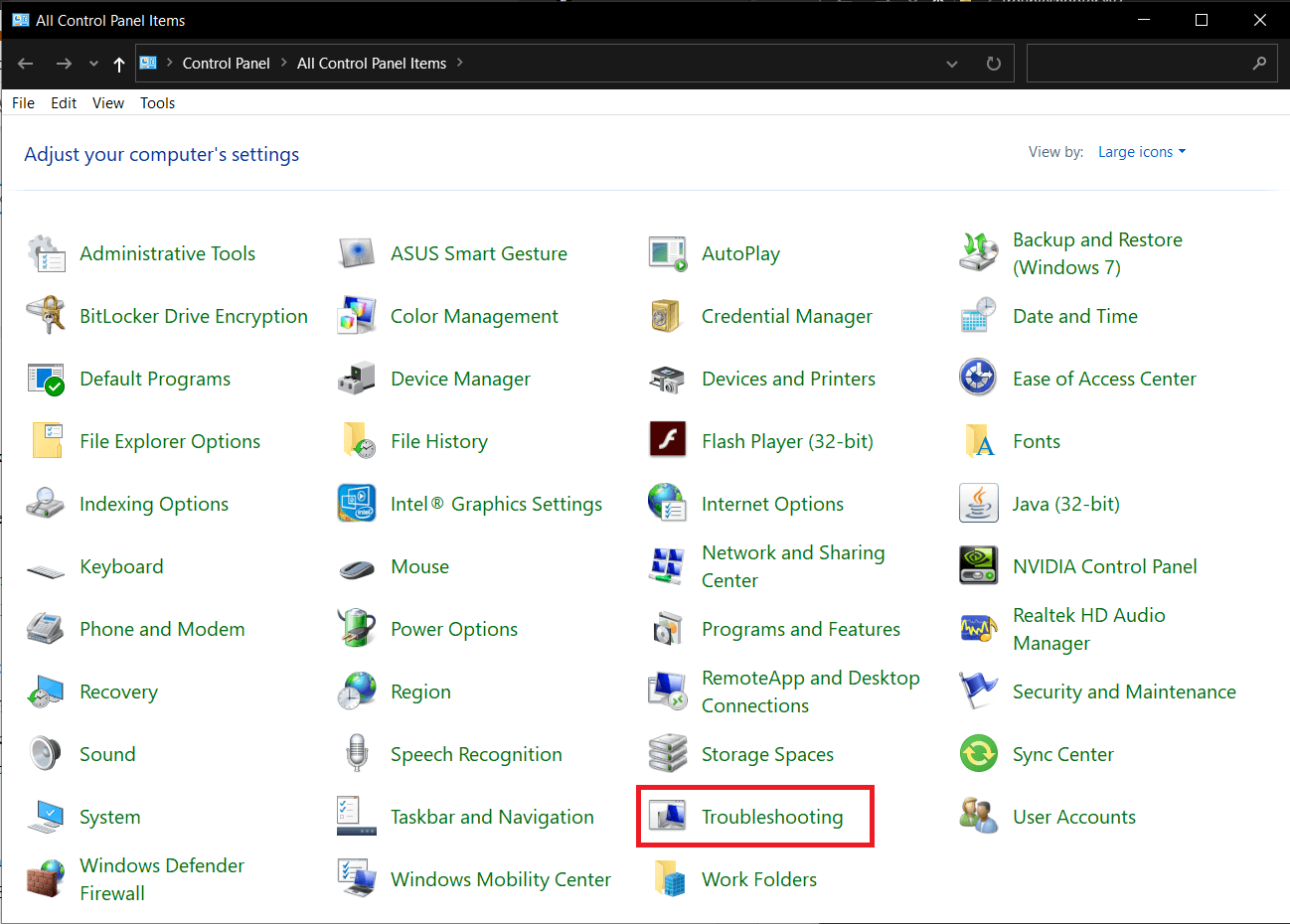 Depanarea panoului de control | Remediere: Camera laptopului nu funcționează pe Windows 10