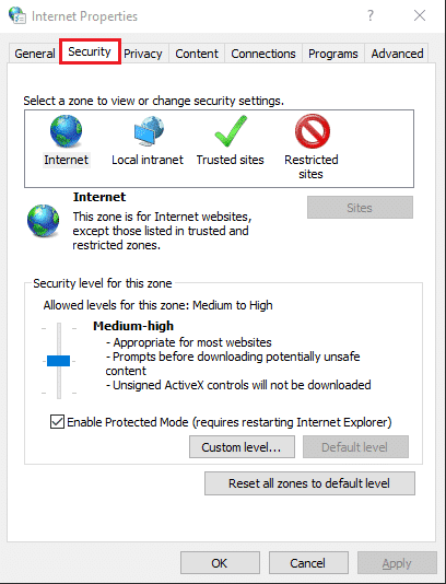 accesați fila de securitate.
