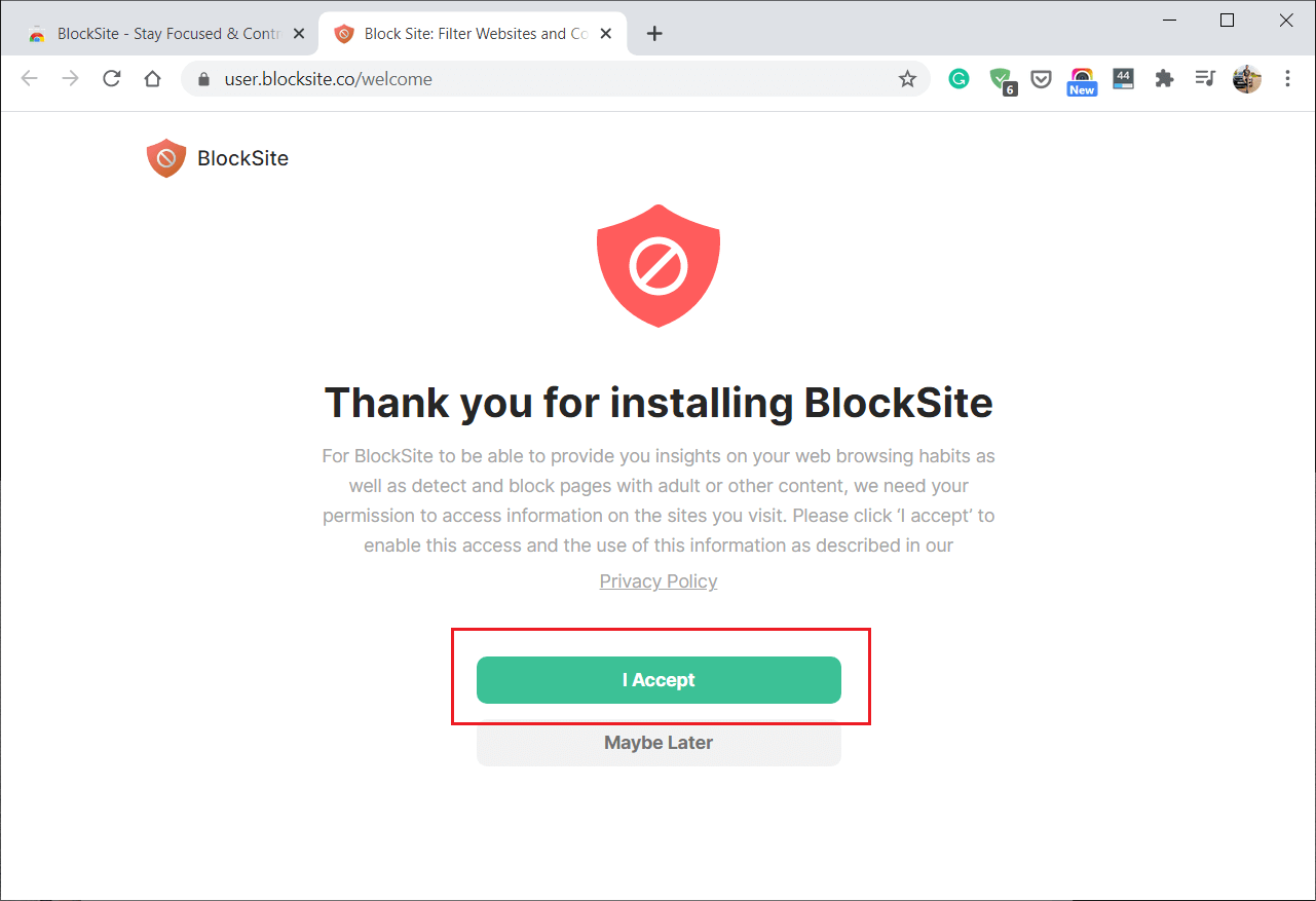 Faceți clic pe Accept | Cum să blocați și să deblocați un site web pe Google Chrome
