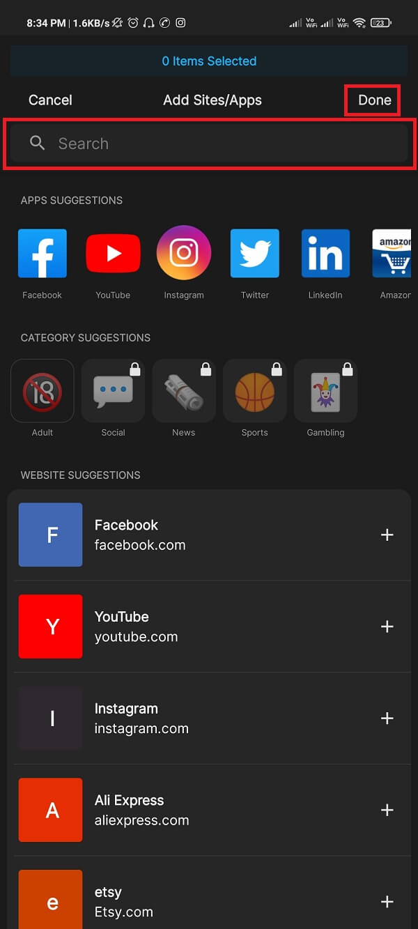 Căutați site-ul web în bara de căutare. De asemenea, puteți utiliza adresa URL a site-ului web pentru a găsi site-ul în aplicație.