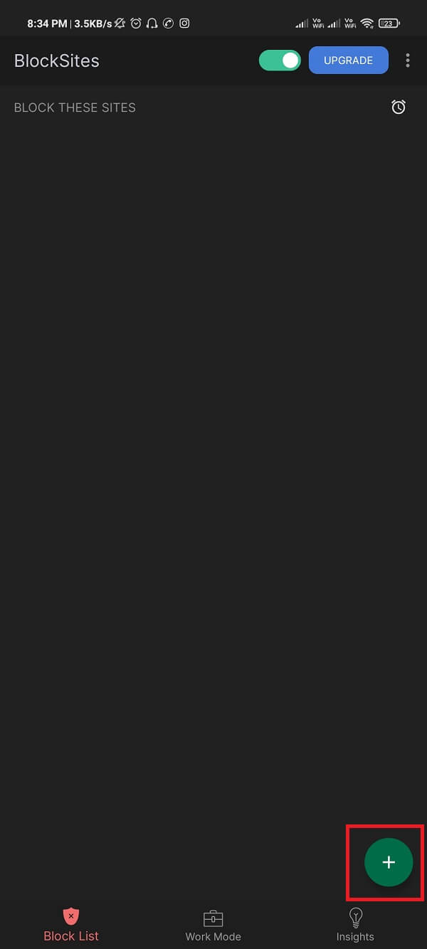 Atingeți pictograma plus din partea de jos pentru a adăuga site-ul | Cum să blocați și să deblocați un site web pe Google Chrome