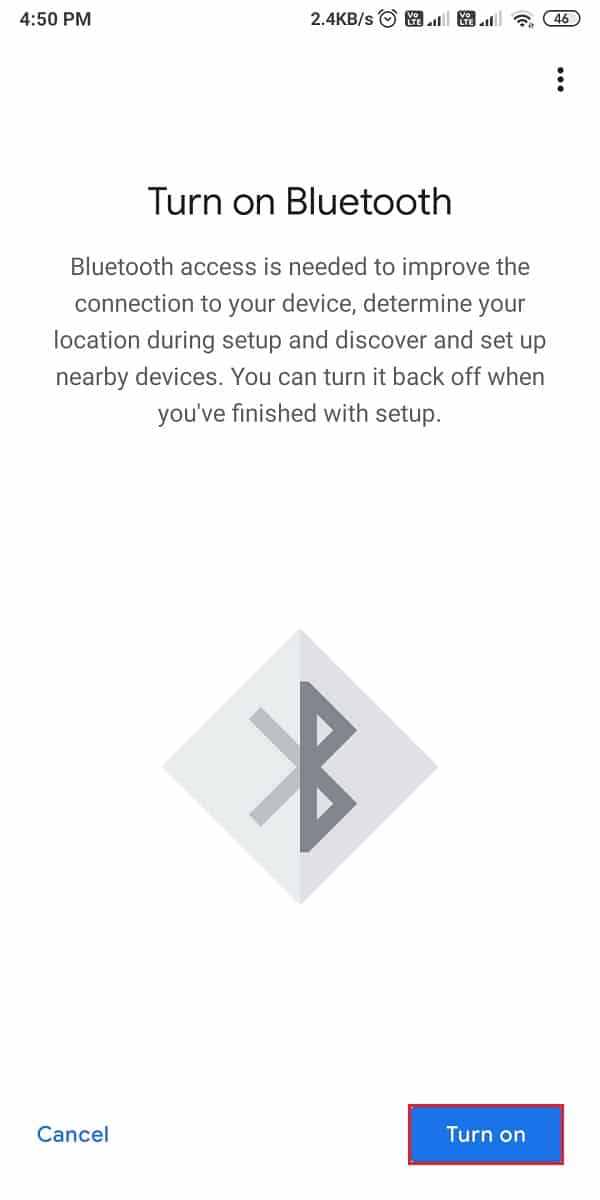 Appuyez sur le bouton Allumer