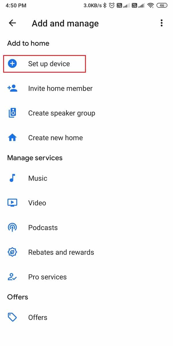 Appuyez sur "configurer l'appareil".