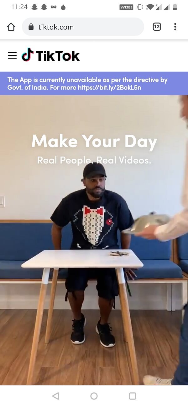 nous essayons d'accéder au site "tiktok.com", et vous pouvez voir qu'il n'est pas accessible.