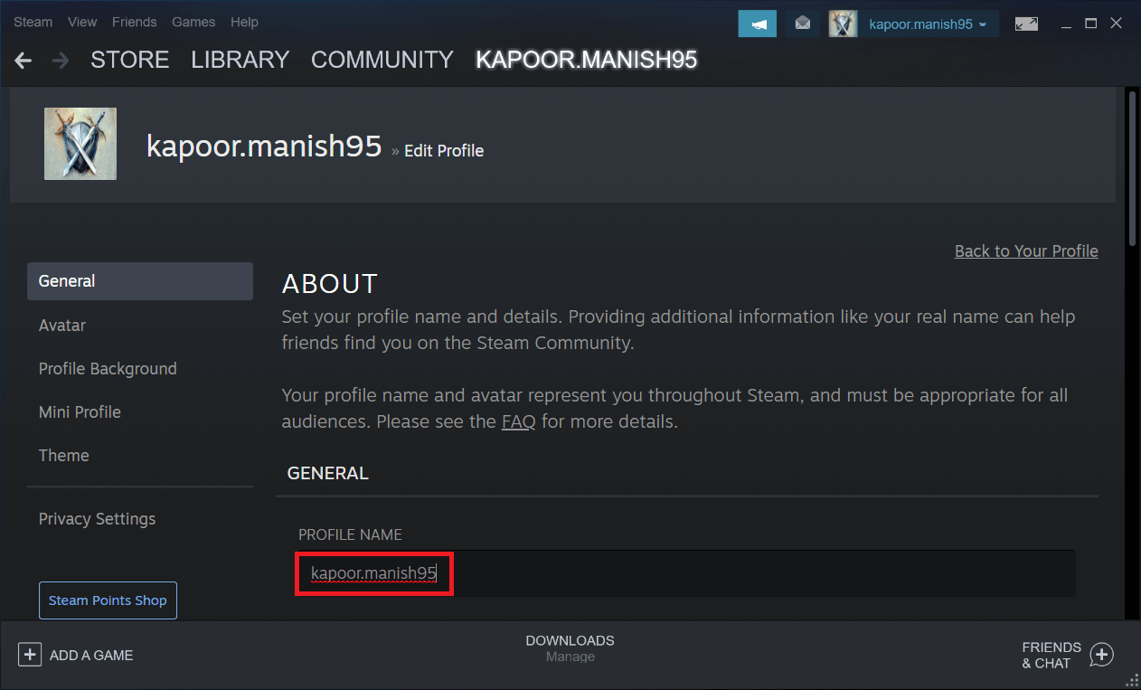 digita semplicemente il tuo nuovo nome eliminando quello esistente.