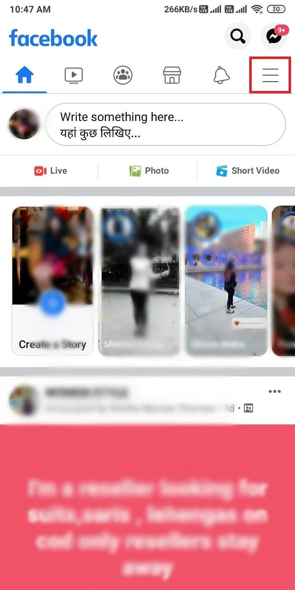 Cliquez sur l'icône hamburger | Comment réparer Facebook Dating ne fonctionne pas
