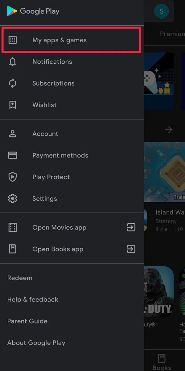 Sélectionnez l'option "Mes applications et jeux". | Comment réparer Facebook Dating ne fonctionne pas