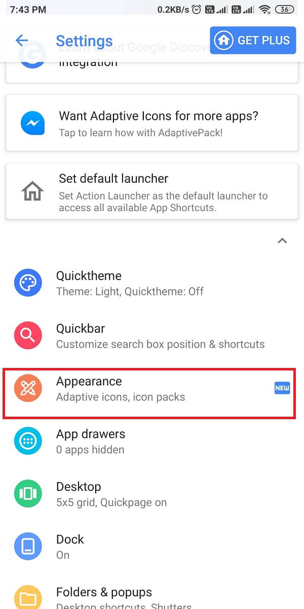 Accédez à la section Apparence.