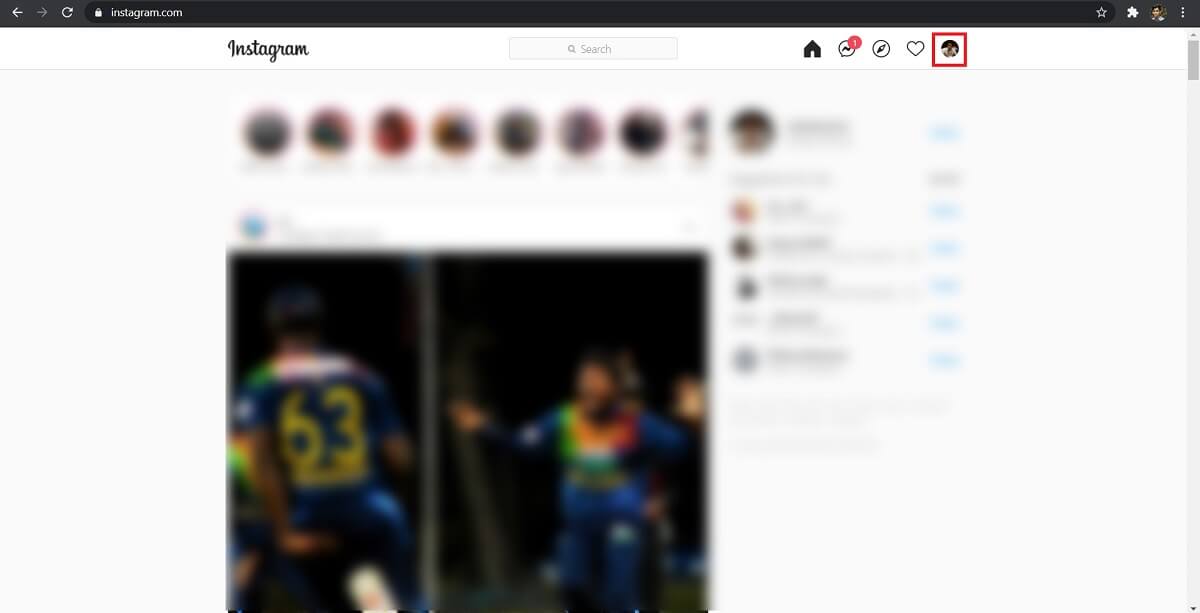 Conectați-vă la Instagram dintr-un browser de pe computer și faceți clic pe fotografia de profil.
