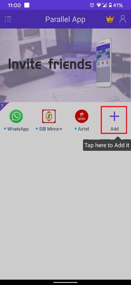 După acordarea tuturor permisiunilor necesare, atingeți pictograma plus pentru a adăuga o aplicație.