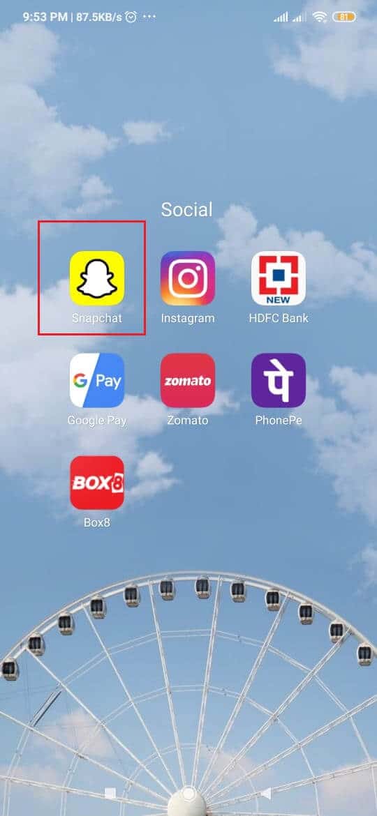 Apri l'app Snapchat sul tuo dispositivo