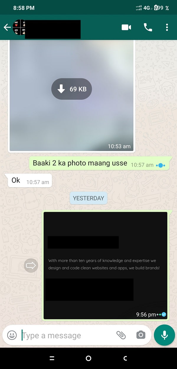 Ouvrez le chat WhatsApp particulier où vous souhaitez envoyer le message texte en gras.