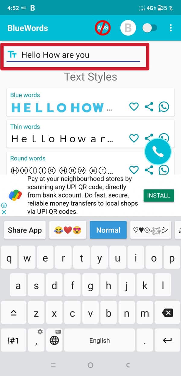 Choisissez la police que vous aimez et tapez l'intégralité de votre message