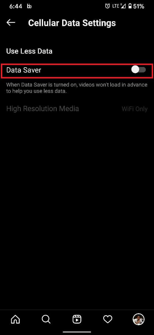 atingeți comutatorul de comutare din fața „Data Saver” pentru a-l activa.