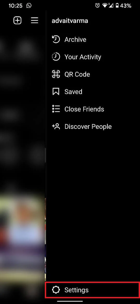 atingeți butonul de setări din partea de jos. | Fix Instagram nu mă lasă să postez