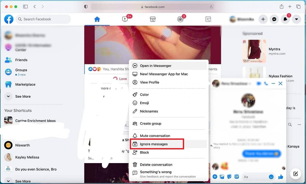 Dari opsi, pilih abaikan pesan.