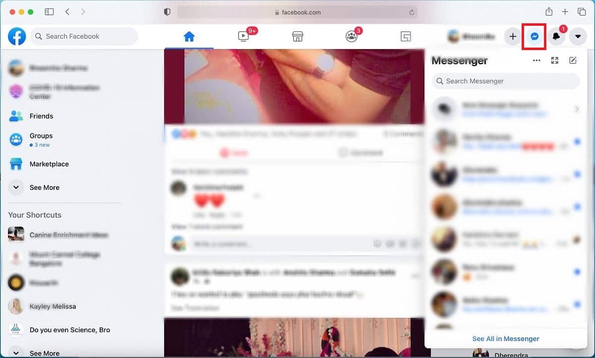 Kemudian buka kotak obrolan di sisi kanan atas layar. | Cara Mengabaikan dan Mengabaikan Pesan di Messenger