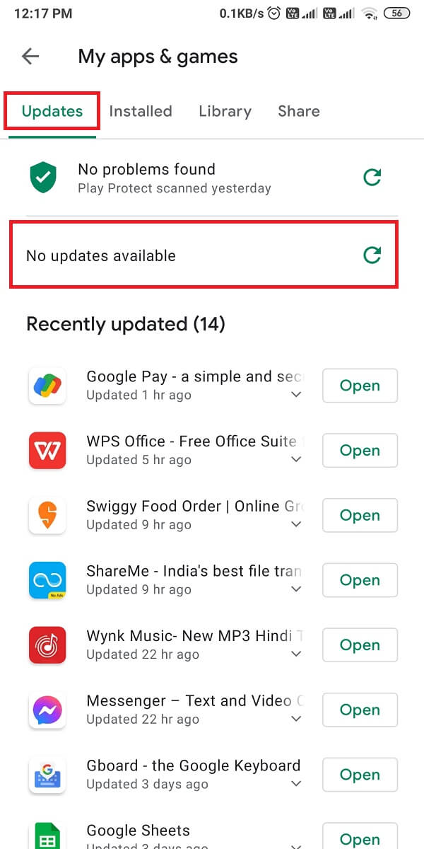 Enfin, vérifiez les mises à jour disponibles sous l'onglet mises à jour.