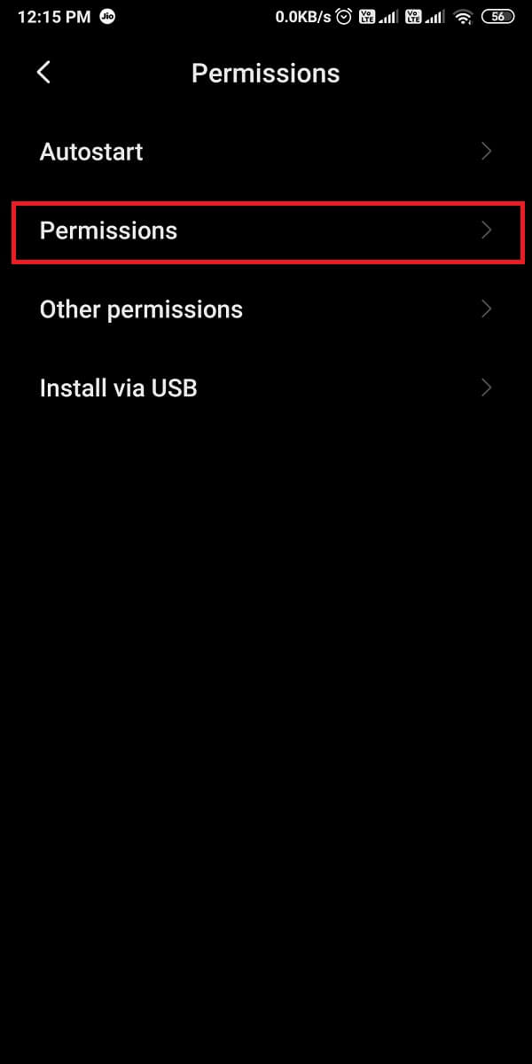 Encore une fois, appuyez sur Autorisations.