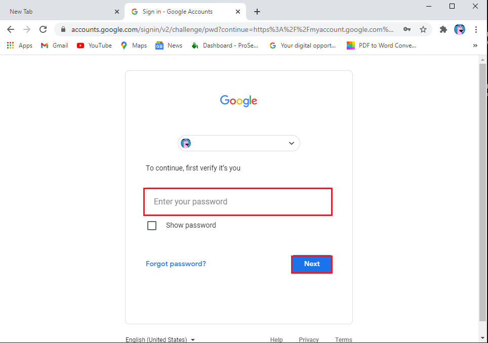 contul dvs. Google vă va cere parola pentru a vă verifica identitatea. Introduceți parola și continuați.