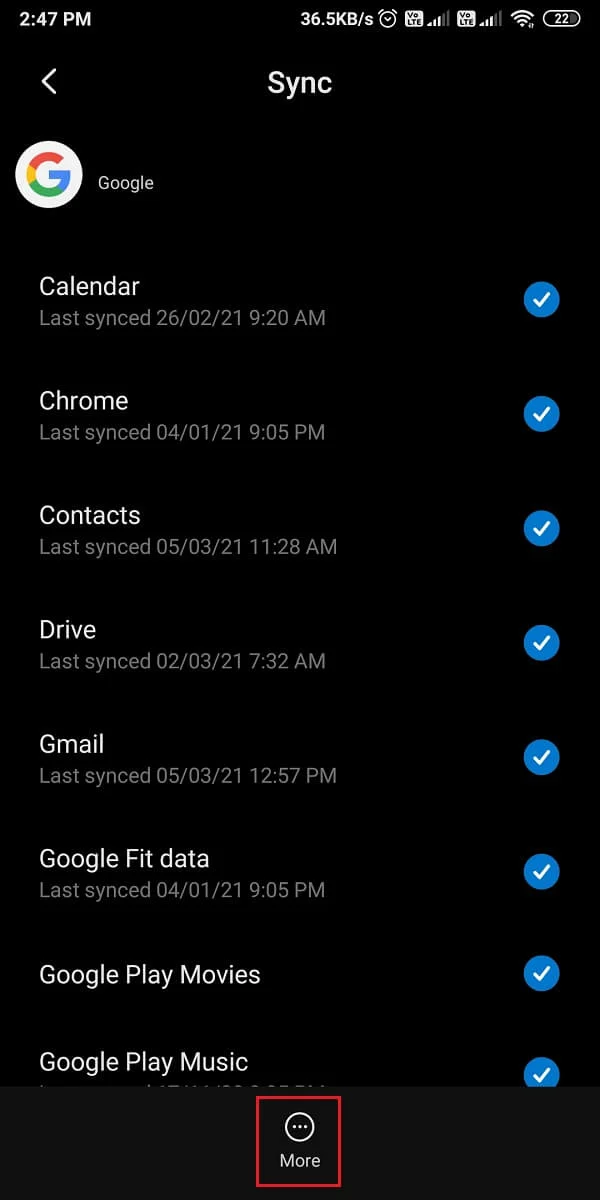 Appuyez sur Plus en bas de l'écran. | Comment supprimer un compte de Google Photos