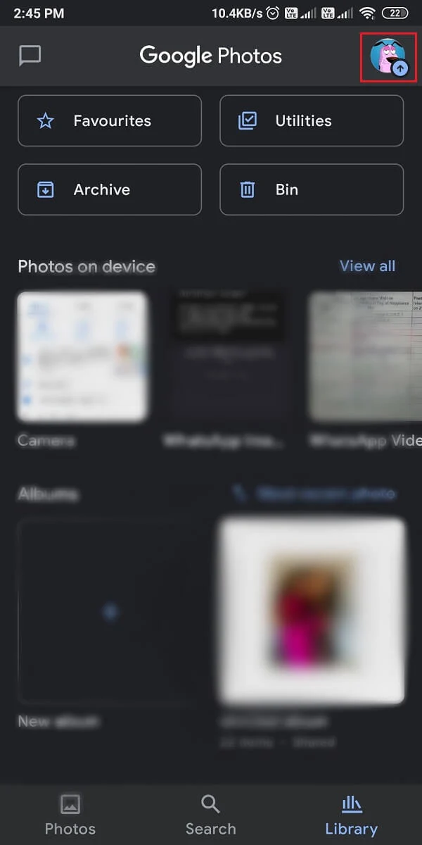 Appuyez sur l'icône de votre profil dans le coin supérieur droit de l'écran | Comment supprimer un compte de Google Photos