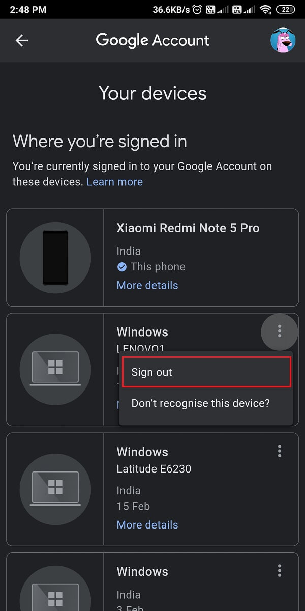 appuyez sur les trois points verticaux