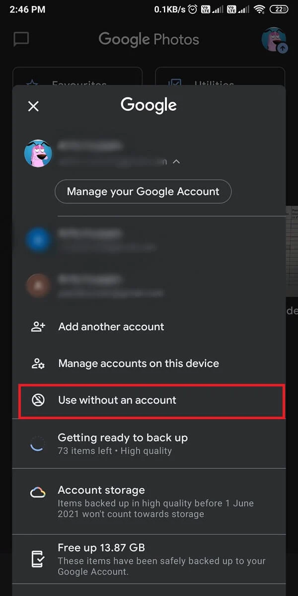 sélectionnez "Utiliser sans compte".