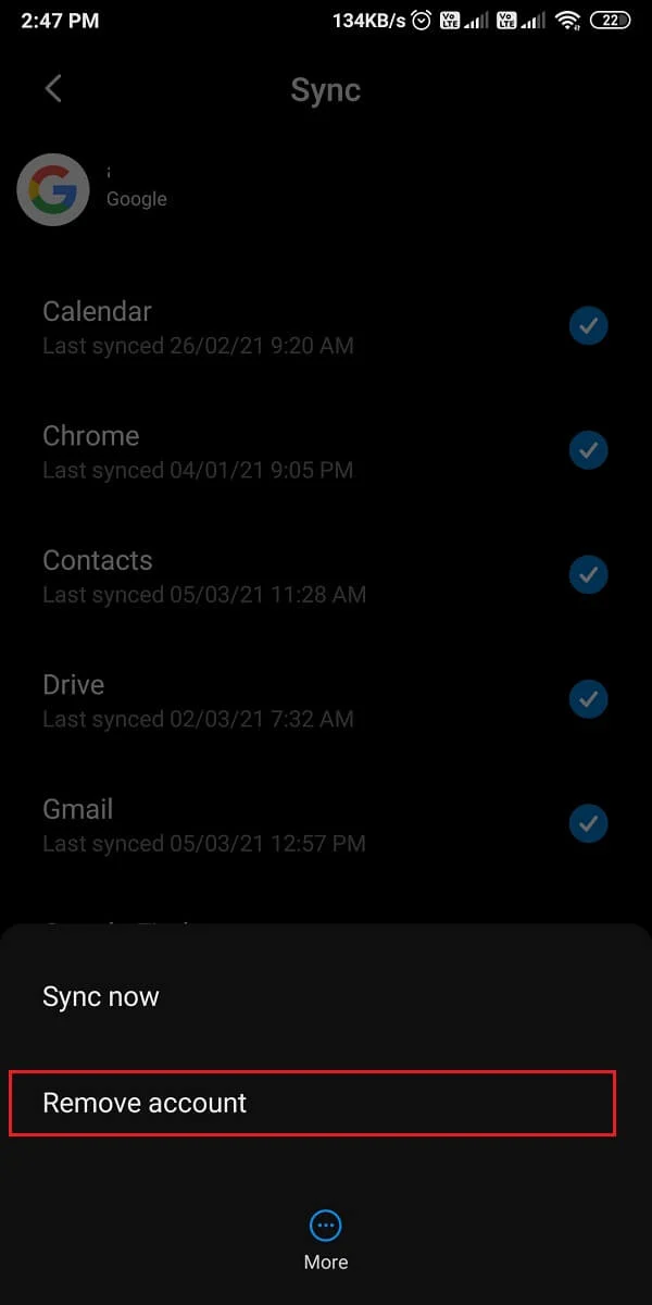Enfin, appuyez sur "Supprimer le compte".