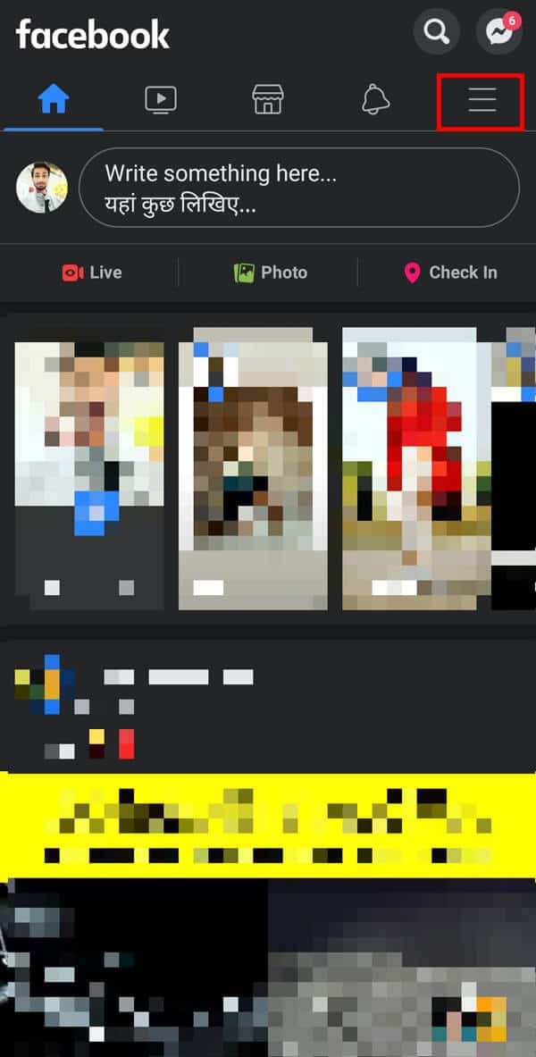 Lancez l'application Facebook. Connectez-vous à l'aide de vos informations d'identification et appuyez sur le menu à trois lignes horizontales dans la barre de menus supérieure.