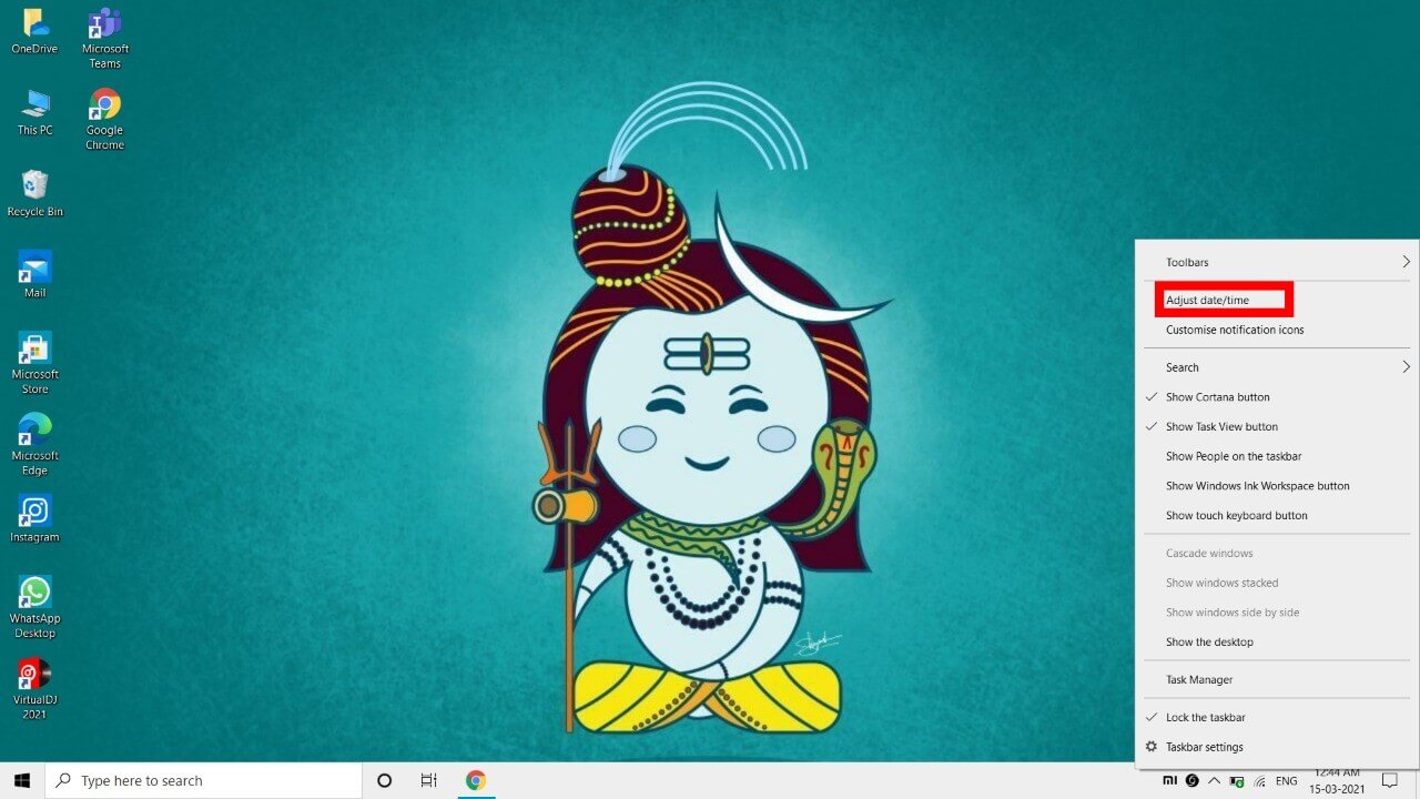 cliquez sur l'option Ajuster la date et l'heure dans la liste des options disponibles. | Correction du problème "Facebook News Feed not loading"