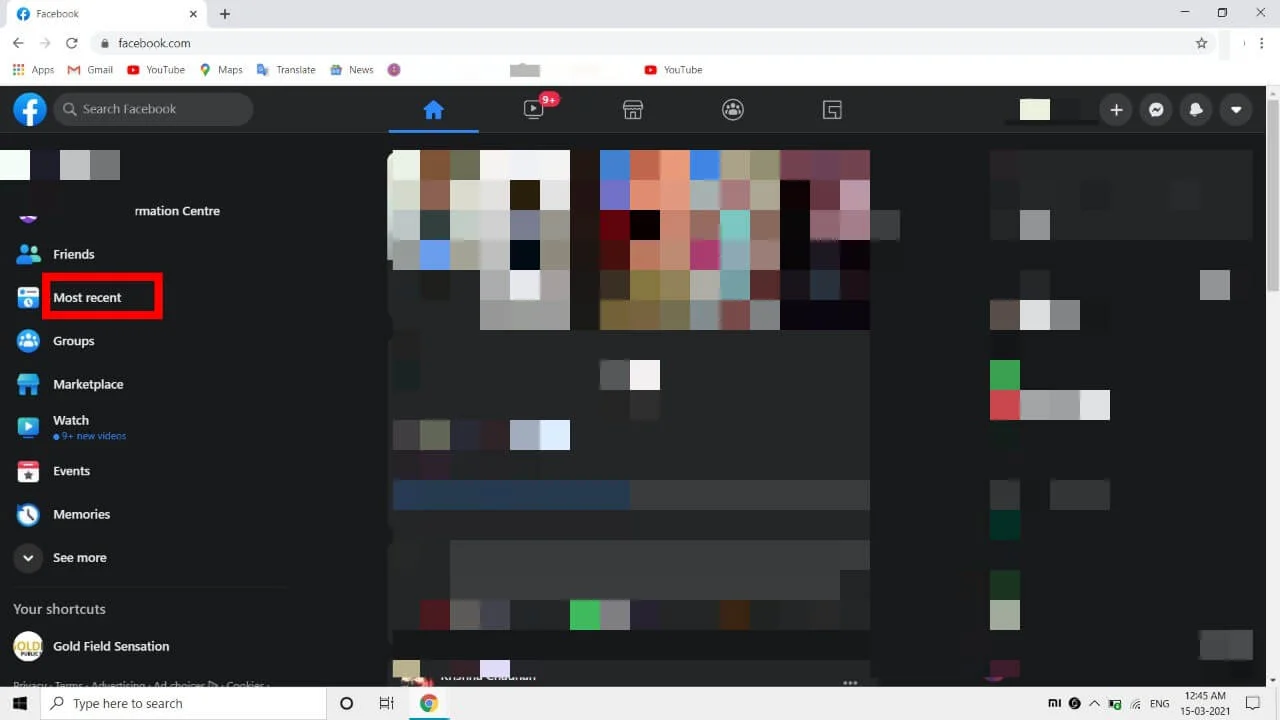 cliquez sur l'option La plus récente pour trier votre fil d'actualité dans l'ordre le plus récent.
