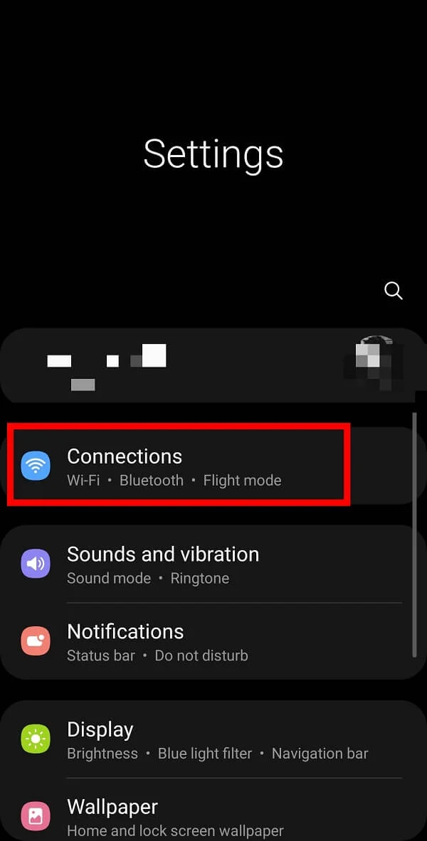Allez dans Paramètres et appuyez sur Connexions ou WiFi parmi les options disponibles. | Correction du problème "Impossible d'ajouter des membres" sur GroupMe