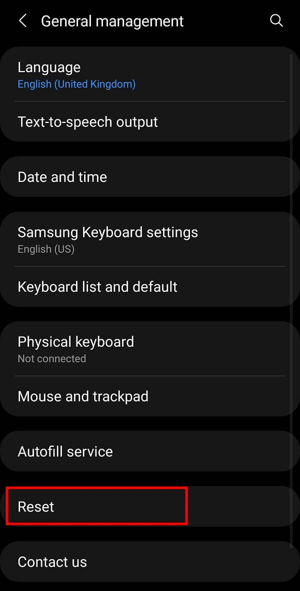 Maintenant, appuyez sur l'option Réinitialiser. | Correction du problème "Impossible d'ajouter des membres" sur GroupMe