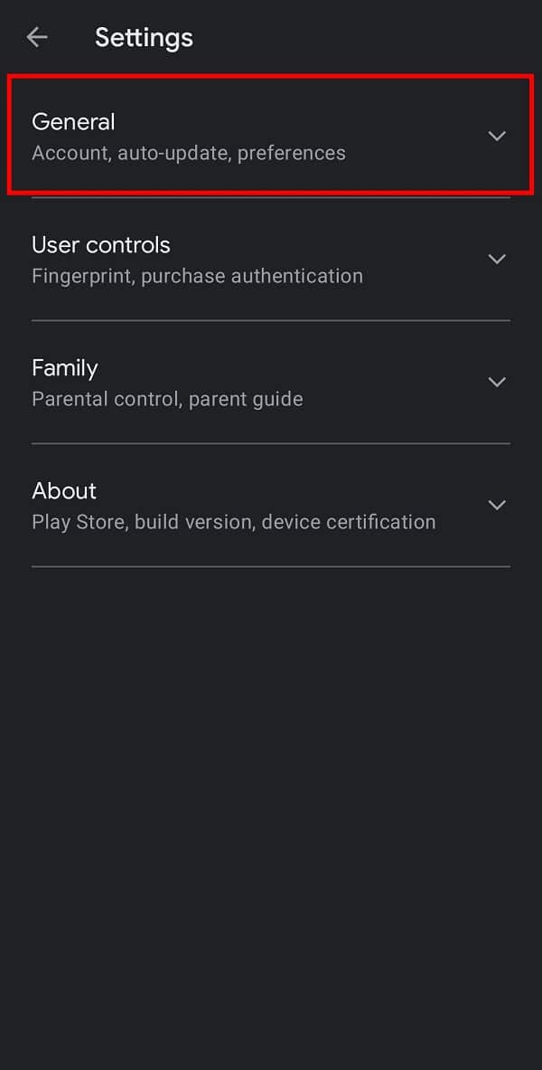 Ketuk opsi Umum untuk mengakses lebih banyak opsi.