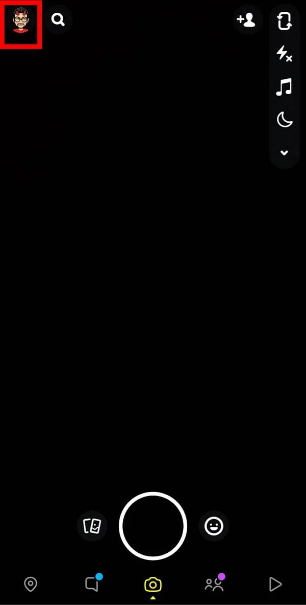 Ouvrez Snapchat et appuyez sur votre avatar Bitmoji pour obtenir une liste d'options. | Comment augmenter votre score Snapchat