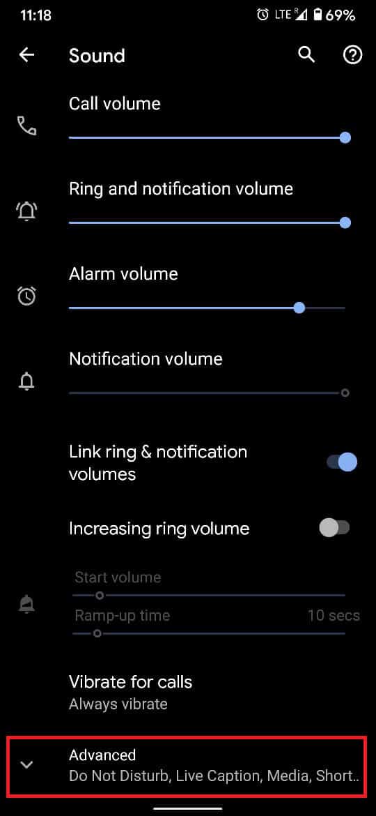 În partea de jos a ecranului, atingeți „Avansat”.