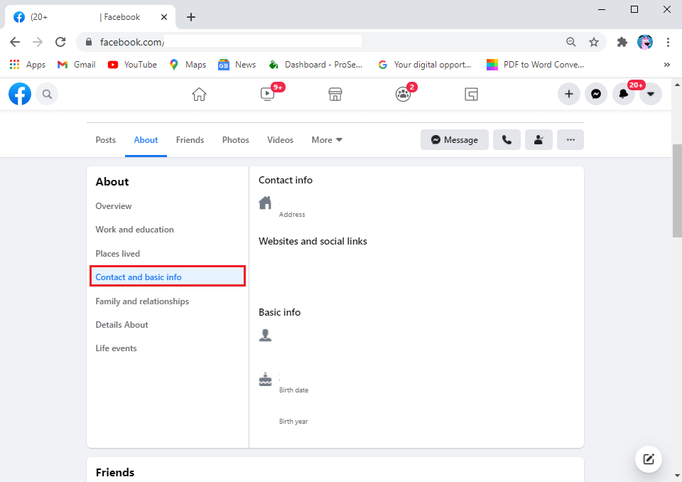 Appuyez sur le contact et les informations de base pour afficher l'e-mail.