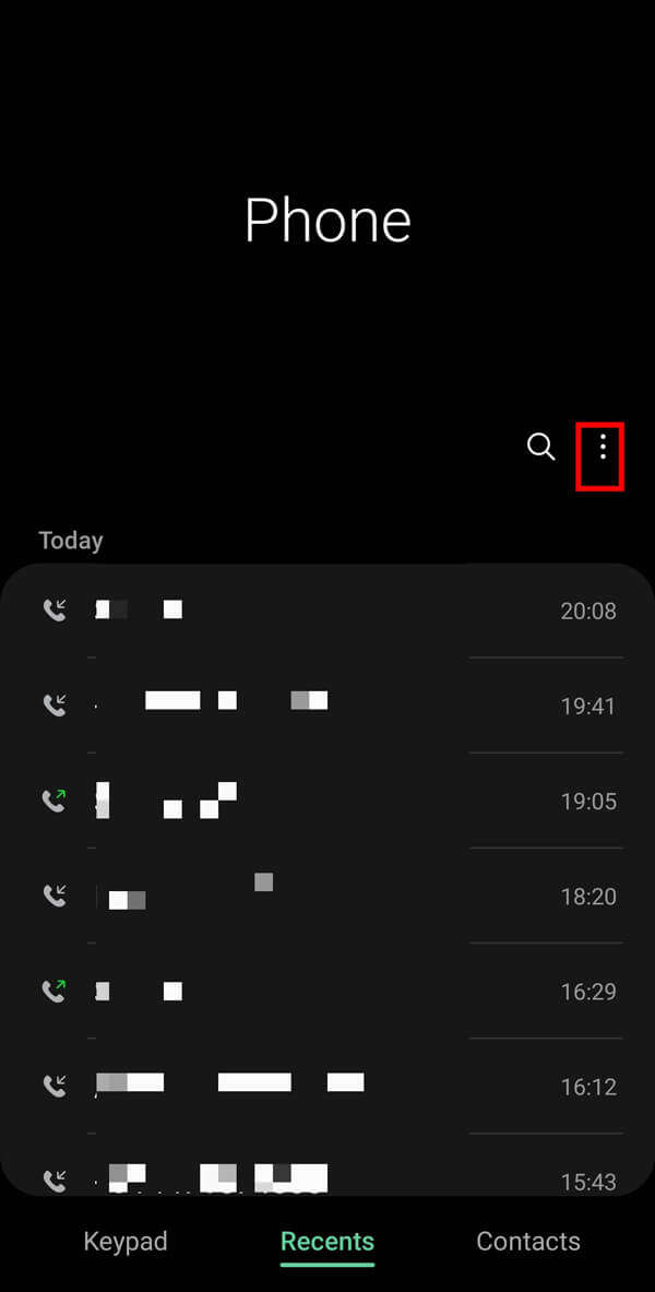 Appuyez sur le menu "trois points"