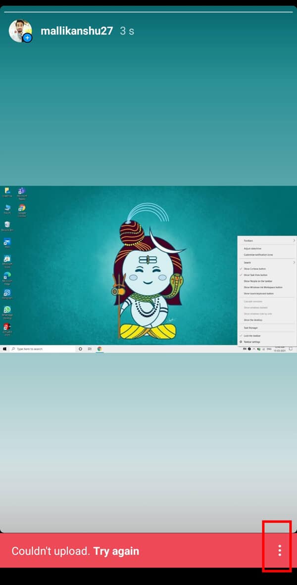 Tocca l'icona "a tre punti".