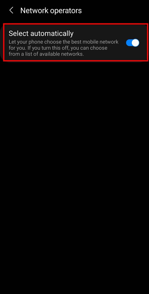 appuyez sur l'option Sélectionner automatiquement pour la désactiver.