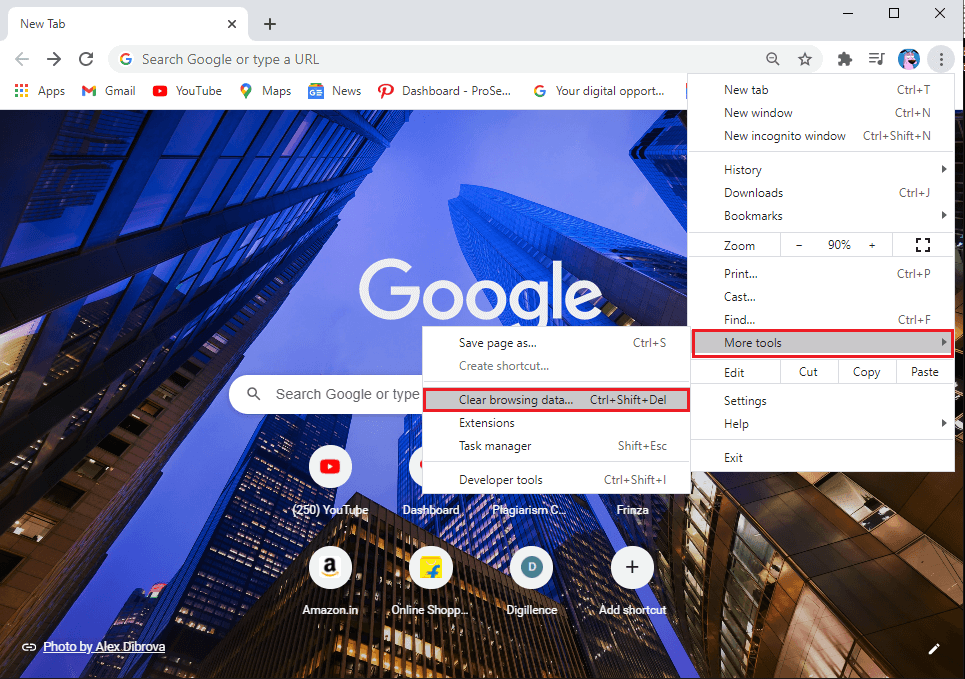 appuyez sur Plus d'outils et sélectionnez "Effacer les données de navigation". | Résoudre le problème d'absence de son dans Google Chrome