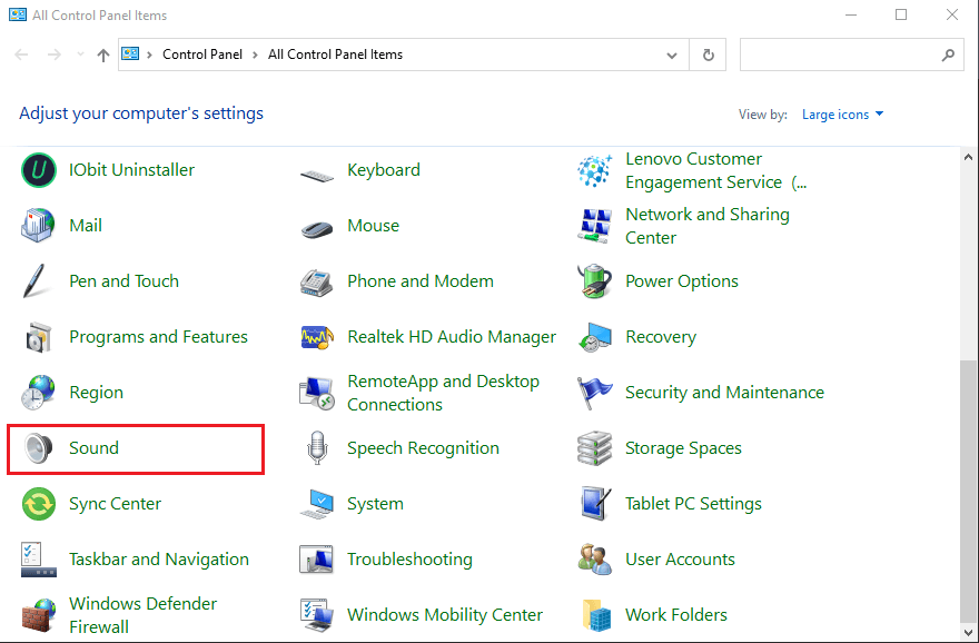 Ouvrez le panneau de configuration et accédez à la section Son | Résoudre le problème d'absence de son dans Google Chrome